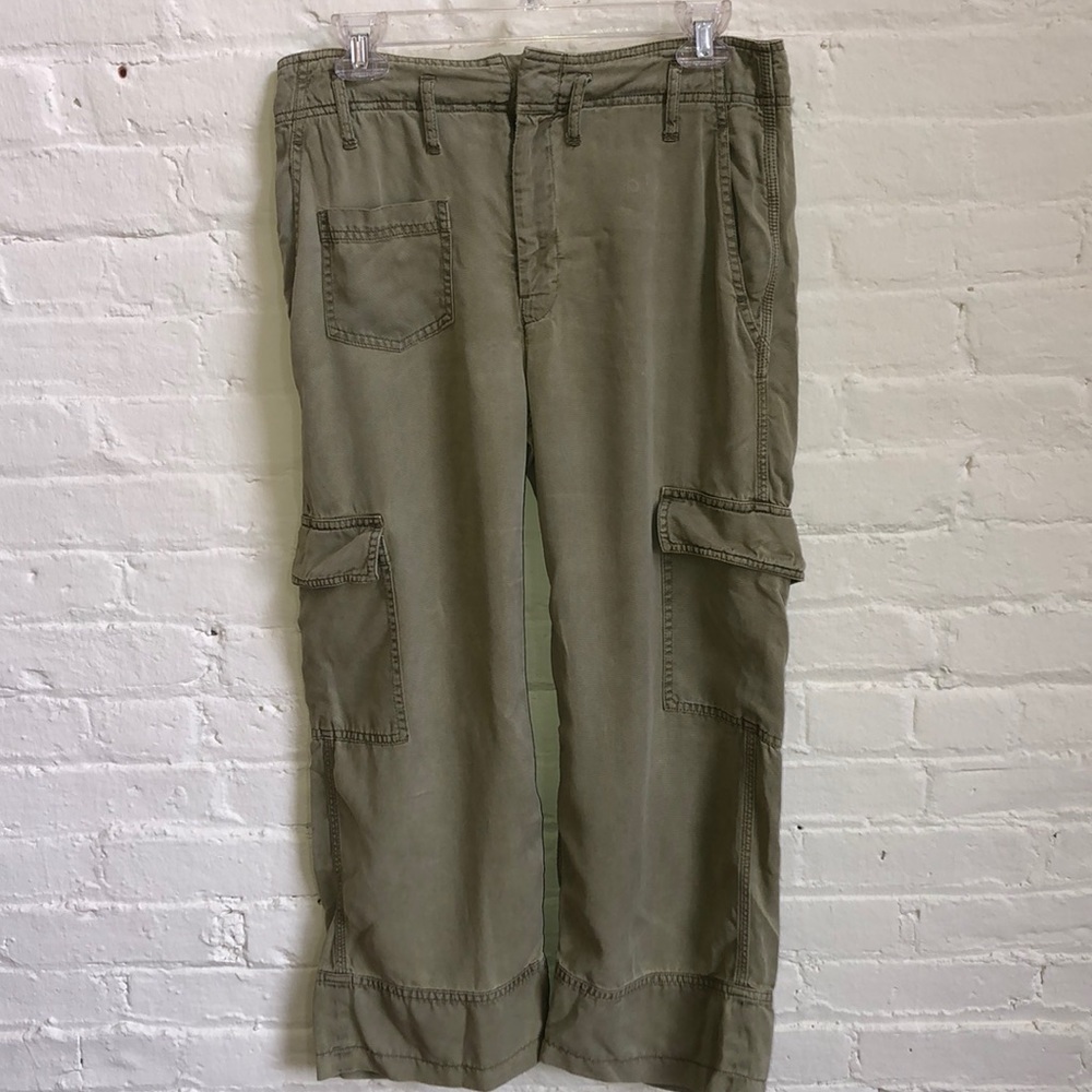 Olive Green Cropped Cargo Pants